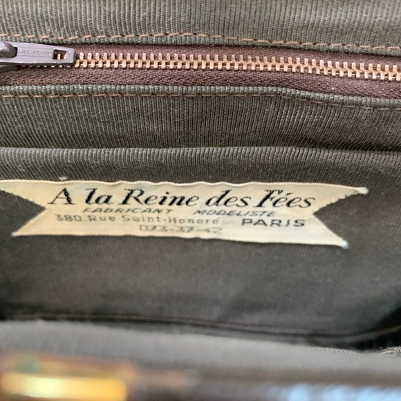 Vintage French Brocade & Leather Lion Purse, A la Reine Des Fees - Picture 9 of 10